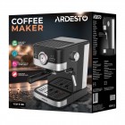 ARDESTO Кавоварка рожкова 1.5л, мелена, ручний капучинатор, чорно-сріблястий ARDESTO Кавоварка рожкова 1.5л, мелена, ручний капучинатор, чорно-сріблястий
