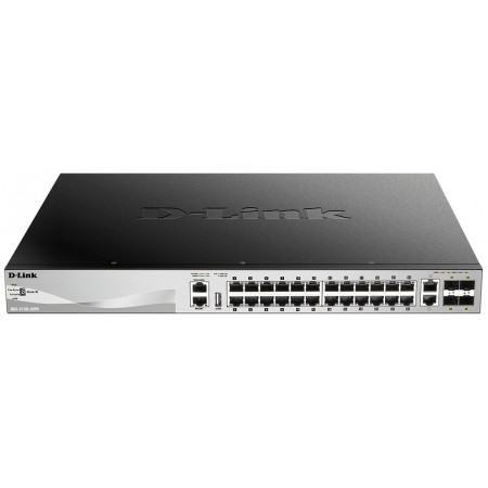 D-Link Комутатор DGS-3130-30PS 24xGE PoE, 2x10GE, 4xSFP+, L3