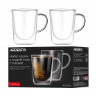 ARDESTO Набір чашок з ручками і подвійними стінками, 350мл, 2шт, боросилікатне скло, прозорий ARDESTO Набір чашок з ручками і подвійними стінками, 350мл, 2шт, боросилікатне скло, прозорий