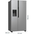 Gorenje Холодильник SBS, 179х70х92см, 2 двері, 376(190)л, А++, NF+, Інв., Зона св-ті, диспенсер, генератор льоду, Зовн. Диспл, нерж