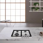 Whirlpool Варильна поверхня газова на склі, 60см, чавун, конфорка з подвійним рядом полум'я, нерж