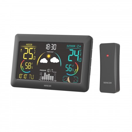 Метеостанція Sencor, внутр/зовн вимірювання, від мережі/AAх3