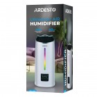 ARDESTO Зволожувач повітря ультразвуковий, 40м2, 6.5л, 390мл/г, електр. кер-ння, пульт ДК, верх. залив води, дисплей, білий