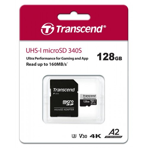 Transcend Карта пам'яті microSD 128GB C10 UHS-I U3 A2 R160/W125MB/s + SD Transcend Карта пам'яті microSD 128GB C10 UHS-I U3 A2 R160/W125MB/s + SD