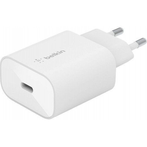 Belkin Зарядний пристрій мережевий 25Вт USB-С PD PPS, кабель USB-С > Lightning, 1м, PVC, білий