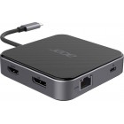 Acer Хаб USB-С > HDMI/DP/2xUSB-A3.2/USB-C/RJ45/mini-jack, 0.15м, чорний
