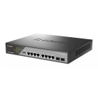 D-Link Комутатор DSS-200G-10MPP 8xGE PoE, 2xSFP, 242Вт, Некерований