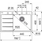Franke Мийка кухонна Centro, фраграніт, прямокутник, з крилом, 780х500х200мм, чаша - 1, врізна, CNG 611-78 TL , сірий камінь Franke Мийка кухонна Centro, фраграніт, прямокутник, з крилом, 780х500х200мм, чаша - 1, врізна, CNG 611-78 TL , сірий камінь