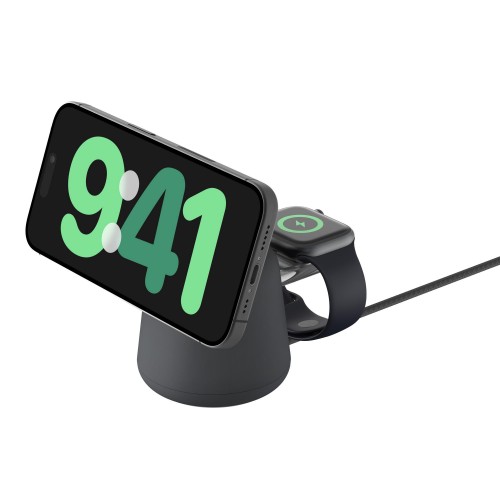 Belkin Зарядний пристрій бездротовий 2в1 MagSafe iPhone/Watch/AirPods, Charcoal Mass Belkin Зарядний пристрій бездротовий 2в1 MagSafe iPhone/Watch/AirPods, Charcoal Mass