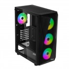 Корпус 2E GAMING Aruba G3313B, без БЖ 1xUSB3.0, 2xUSB2.0, 5x120мм ARGB, VGA 300мм, LCS ready, HUB, TG Side Panel, ATX, чорний
