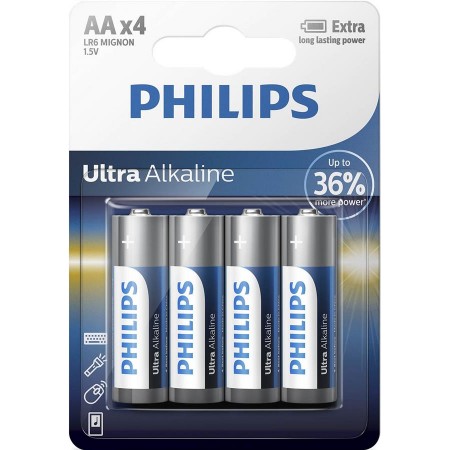 Philips Батарейка Ultra Alkaline лужна AA блістер, 4 шт