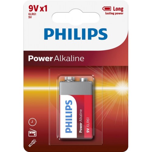 Philips Батарейка Power Alkaline лужна 6LR61 (6LF22, MN1604, MX1604, Крона) блістер, 1 шт Philips Батарейка Power Alkaline лужна 6LR61 (6LF22, MN1604, MX1604, Крона) блістер, 1 шт