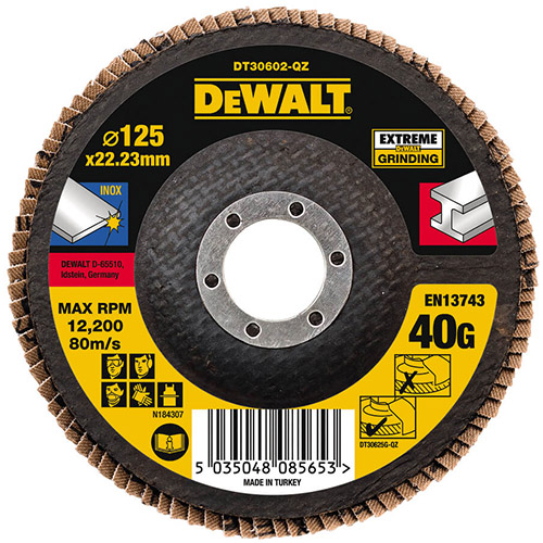 Диск пелюстковий DeWalt INOX Extreme 125x22.23мм G40мкм