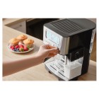 Sencor Кавоварка ріжкова 1.4л, мелена, автоматичний капучинатор, LCD-дисплей, нерж. сталь-чорний