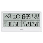 Метеостанція Sencor, внутр/зовн вимірювання, від мережі/АААх3+ААх2, темп-ра, вологість, час, прогноз погоди, білий Метеостанція Sencor, внутр/зовн вимірювання, від мережі/АААх3+ААх2, темп-ра, вологість, час, прогноз погоди, білий