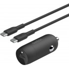 Belkin Зарядний пристрій автомобільний 30Вт USB-C PD PPS, кабель USB-C > USB-C, 1м, чорний Belkin Зарядний пристрій автомобільний 30Вт USB-C PD PPS, кабель USB-C > USB-C, 1м, чорний