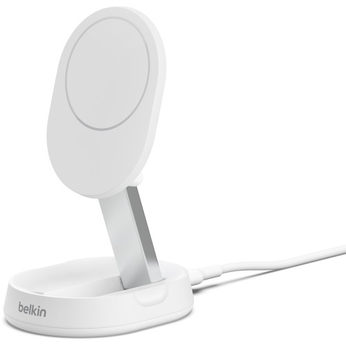 Belkin Зарядний пристрій бездротовий 15Вт Magnetic Stand Qi2, адаптер 20Вт USB-C, білий Belkin Зарядний пристрій бездротовий 15Вт Magnetic Stand Qi2, адаптер 20Вт USB-C, білий