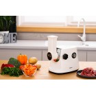ARDESTO М'ясорубка, 1600Вт, продук.-1.6кг/хв, 3 решітки + для ковб., кеббе, 3 терки, пластик, біло-сріблястий