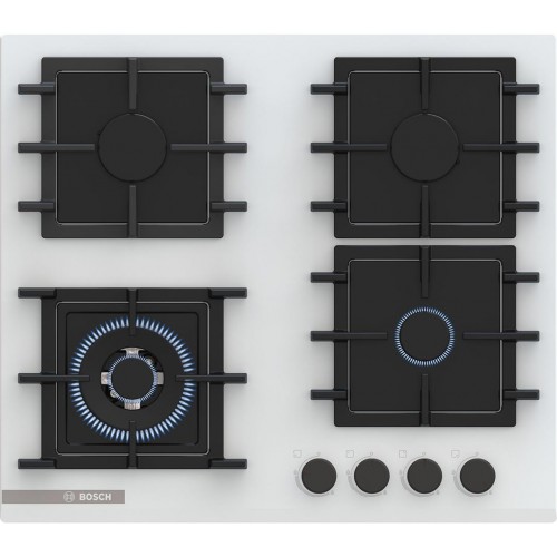 Bosch Варильна поверхня Bosch газова на склі, 60см, чавун, білий