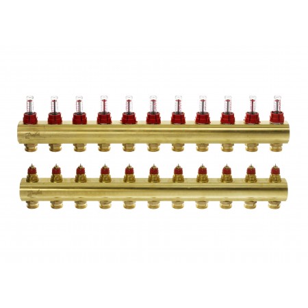 Danfoss Колектор FHF 11+11 з ротаметрами, латунний
