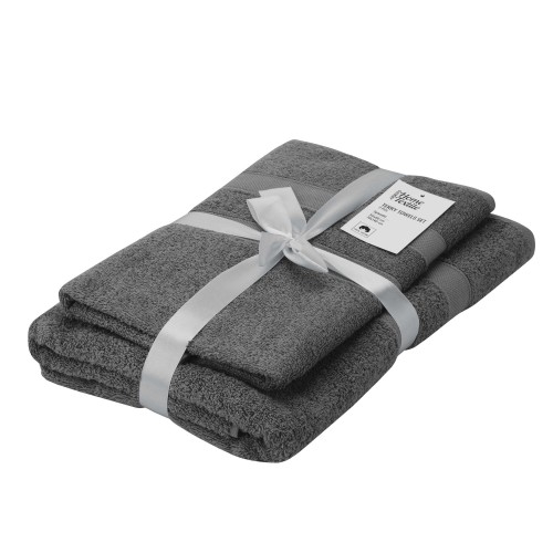 ARDESTO Набір рушників махрових Splendid 50х90см, 70х140см, 2шт, 100% бавовна, сірий темний