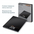 Beurer Ваги кухонні, 15кг, сенс. керування, АААx4 в комплекті, скло, чорний