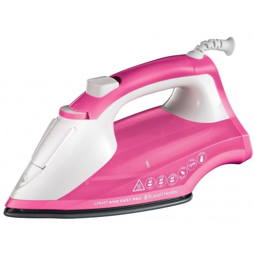 Russell Hobbs Праска Light&Easy Pro, 2600Вт, 240мл, паровий удар -130гр, постійна пара - 40гр, керам. підошва, біло-рожевий