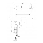 Deante Змішувач для кухні Aster, довж.виливу - 209мм, витяжний, 1важіль, чорний