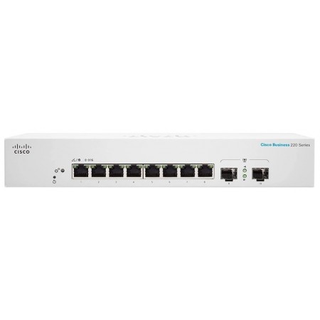 Cisco Комутатор CBS220 Smart 8-port GE, Ext PS, 2x1G SFP