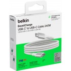 Belkin Кабель USB-C > USB-C заряджання/синхронізації 2м, 240Вт, Type-C, плетений, білий