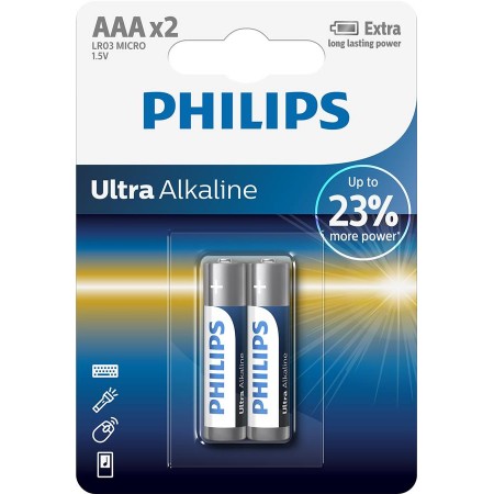 Philips Батарейка Ultra Alkaline лужна AAA блістер, 2 шт