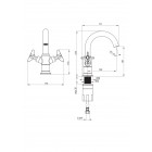 Deante Змішувач для раковини Temisto, довж. виливу - 135мм, поворотний, 2важеля, латунь