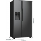 Gorenje Холодильник SBS, 179х70х92см, 2 двері, 376(190)л, А++, NF+, Інв., Зона св-ті, диспенсер, генератор льоду, Зовн. Диспл, чорний