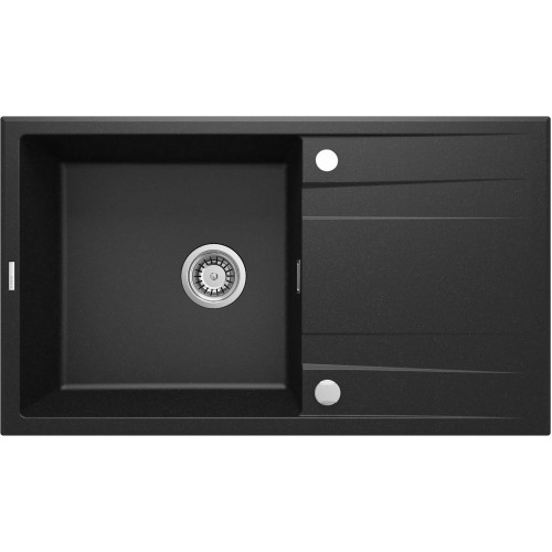 Deante Мийка кухонна Eridan, граніт, прямокутник, з крилом, 860х500х209мм, чаша - 1, накладна, металічний графіт Deante Мийка кухонна Eridan, граніт, прямокутник, з крилом, 860х500х209мм, чаша - 1, накладна, металічний графіт