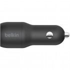 Belkin Зарядний пристрій автомобільний 24Вт 2хUSB-A, кабель USB-A > USB-C, 1м, чорний