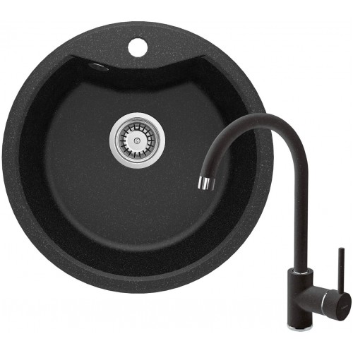 Deante Набір для кухні Solis, гранітна мийка ZRS_2803 + зміш. BEN_262M, графіт-хром Deante Набір для кухні Solis, гранітна мийка ZRS_2803 + зміш. BEN_262M, графіт-хром