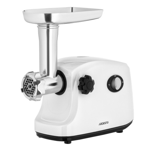 ARDESTO М'ясорубка, 1600Вт, 1.6кг/хв, 3 решітки, насадка для ковбас, кеббе, пластик, білий