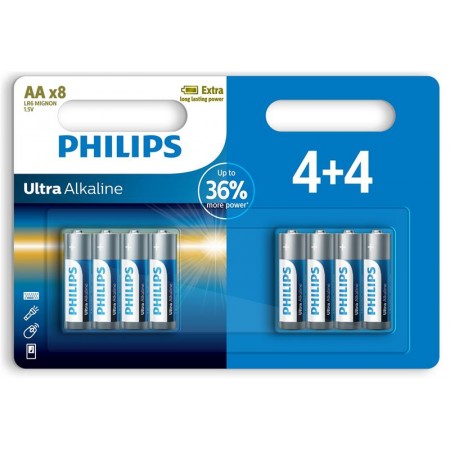 Philips Батарейка Ultra Alkaline лужна AA блістер, 8 шт