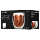 ARDESTO Набір чашок Animals з подвійними стінками, 300 мл, 2 од., боросилікатне скло