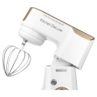 Sencor Кухонна машина 1000Вт, чаша-метал, корпус-пластик, насадок-25, біло-золотий