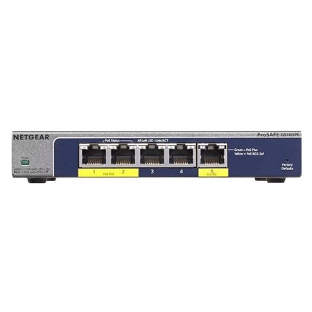 NETGEAR Комутатор GS105PE PoE pass-thru, 2xGE PSE, 1xGE PD, 