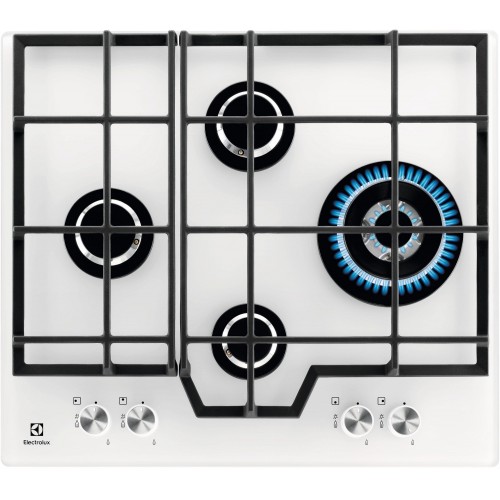 Варильна поверхня Electrolux газова на склі, 60см, чавун, білий