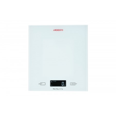 ARDESTO Ваги кухонні, 5кг, 2хААА в комплекті, скло, білий