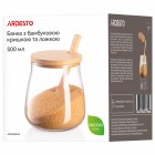 ARDESTO Банка для зберігання Midori Sugar, 500мл, скло, бамбук, прозорий ARDESTO Банка для зберігання Midori Sugar, 500мл, скло, бамбук, прозорий