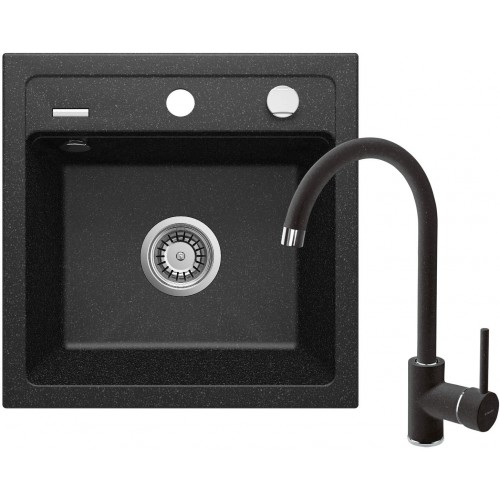 Deante Набір для кухні Zorba, гранітна мийка ZQZ_2103 + зміш. BEN_262M, графіт-хром