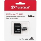 Transcend microSDXC 340S[Карта пам'яті  microSD 64GB C10 UHS-I U3 A2 R160/W80MB/s + SD]