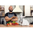 ARDESTO М'ясорубка, 1700Вт, продук.-1.6кг/хв, 2 решітки + для ковб., кеббе, пластик, білий