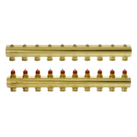 Danfoss Колектор FHF 10+10 без ротаметрів, латунний