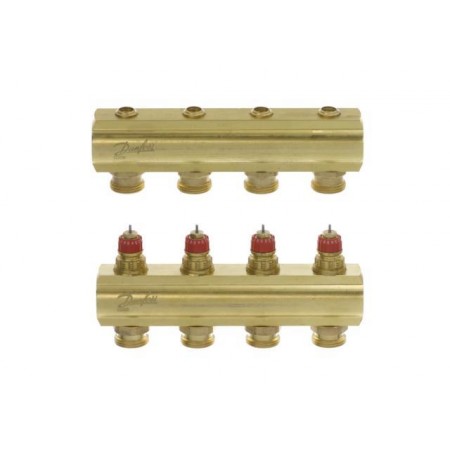 Danfoss Колектор FHF 4+4 без ротаметрів, латунний