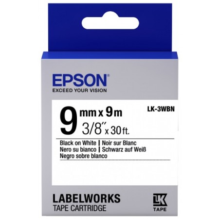 Epson LK3WBN для LW-300/400/400VP/700 Std Blk/Wht 9mm/9m